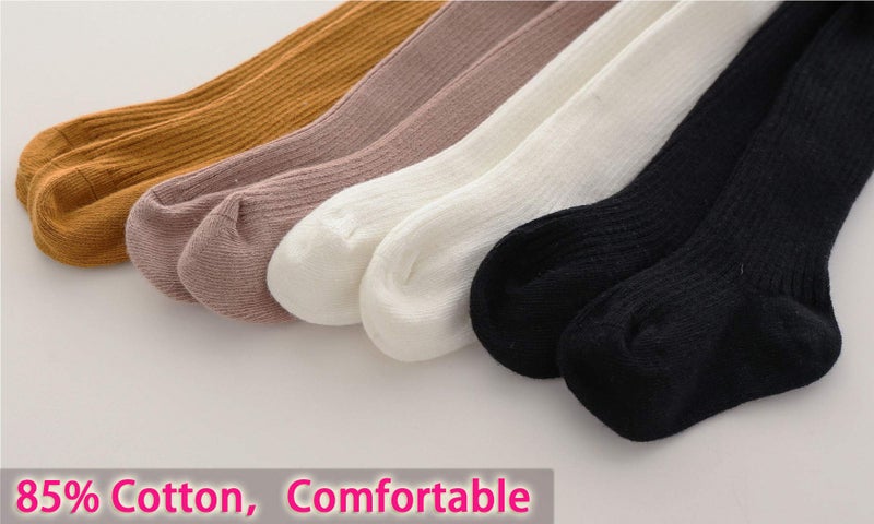 CECORC Baby Girl Leggings, Knitted Tights for Infants 3-12 Months, 4 Pack (Black, White, Pink, Ginger) - Image 2